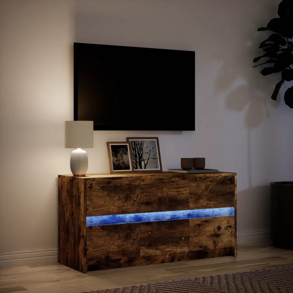 Mobile TV | Armadietto TV | Mobile Porta TV con LED Rovere Fumo 100x34x50 cm in Truciolato