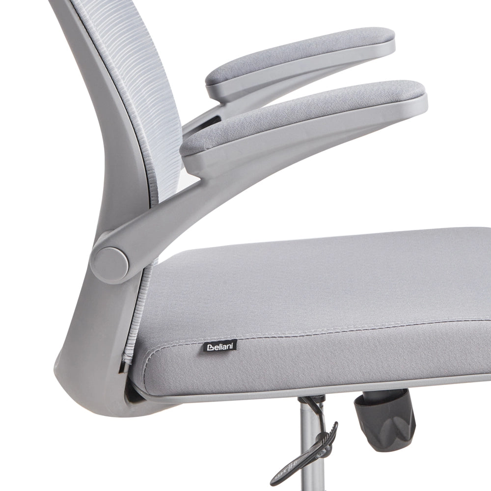 Sedia da ufficio con base girevole e braccioli regolabili in altezza con rete Grigio stile moderno