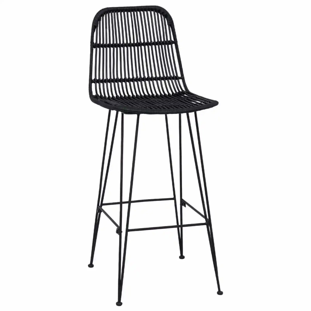 Sgabello da bar 2 pcs Nero 44 x 55 x 109 cm Rattan e acciaio