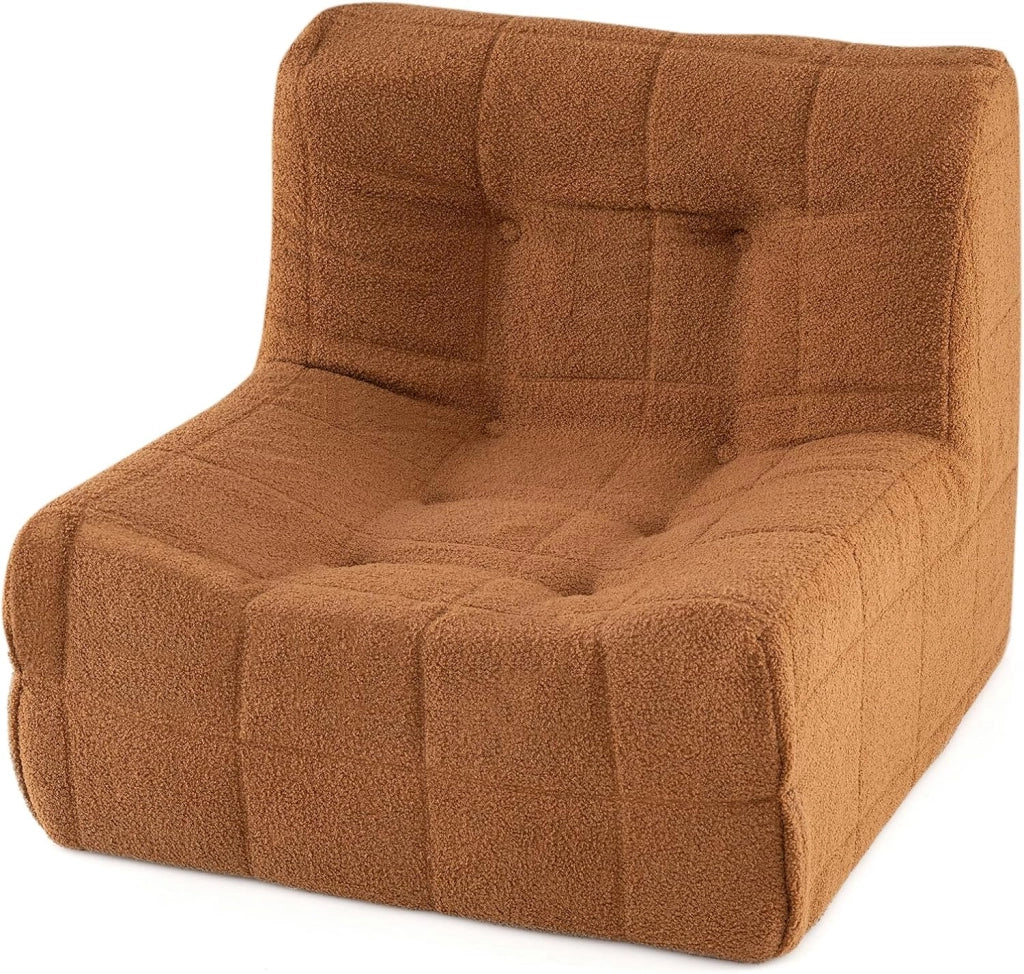 Poltrona da Terra 86 X 86 X 72 CM, Divano Salotto in Tessuto Morbido, Imbottitura in Schiuma, Sedia Ergonomica con Fondo Antiscivolo, Portata 150 KG, per Camera da Letto, Soggiorno (Beige)