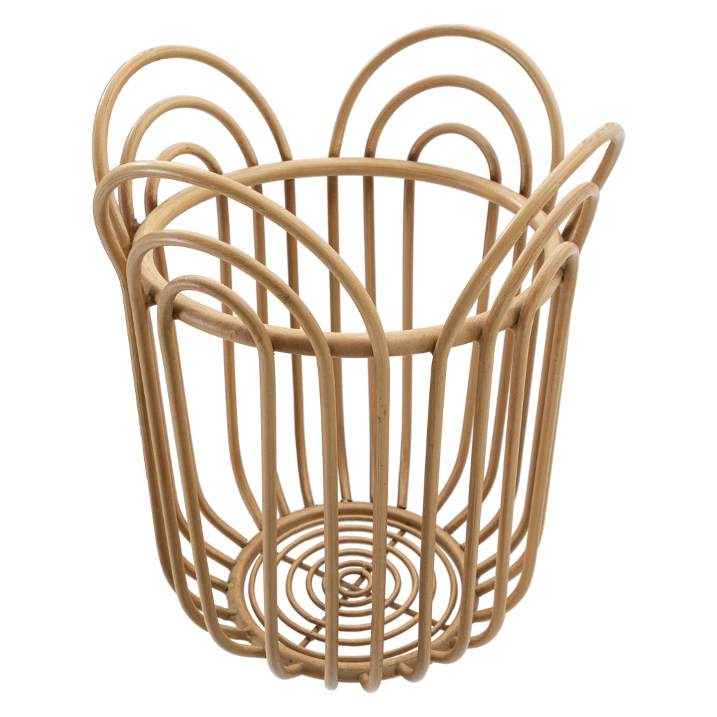 Damonono, Vaso Portavaso Finiture in Rattan, Marrone Rovere