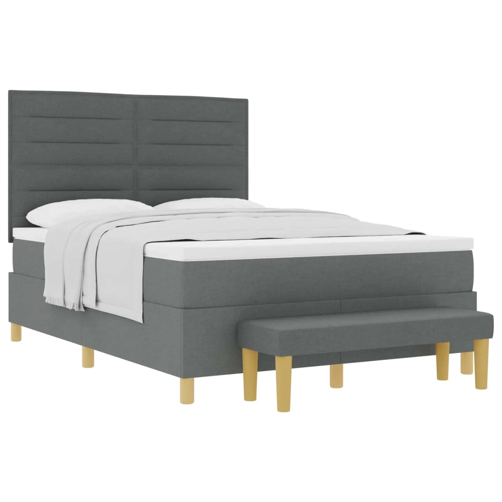 Letto a molle con materasso Grigio scuro 160 x 200 cm Tessuto