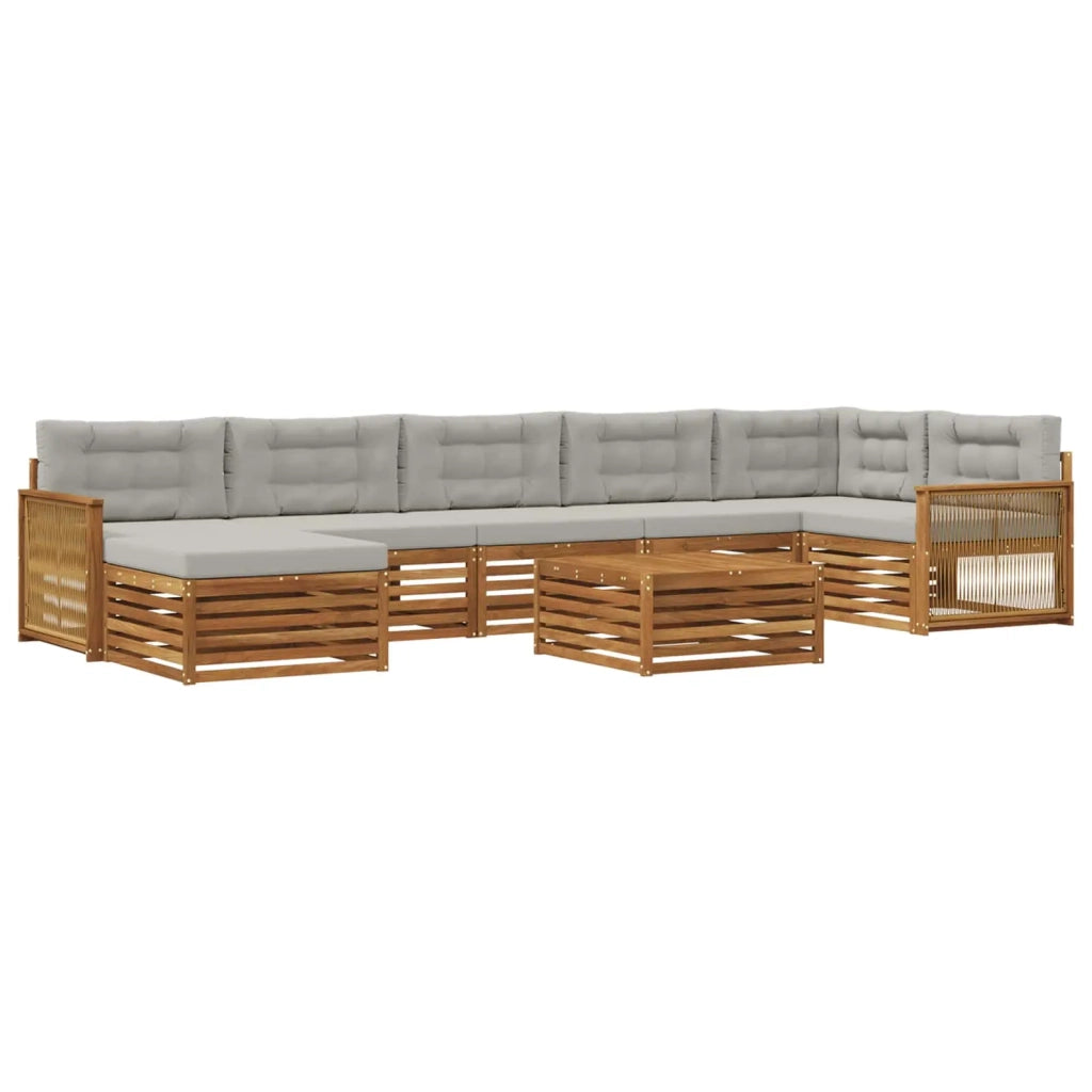 Set di divani da esterno 8 pz Naturale e Grigio Chiaro 3383659