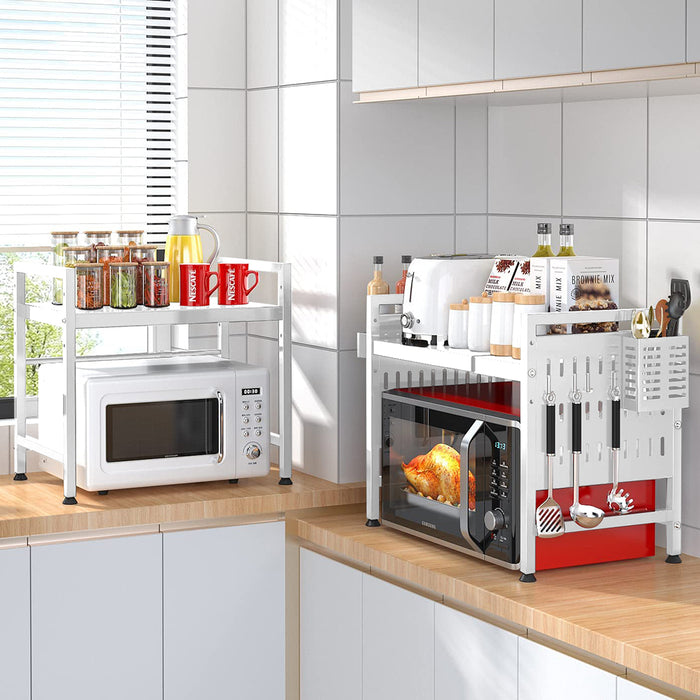 Scaffale Porta Microonde Bianco Allungabile Mensola Cucina Porta Utensili Spezie