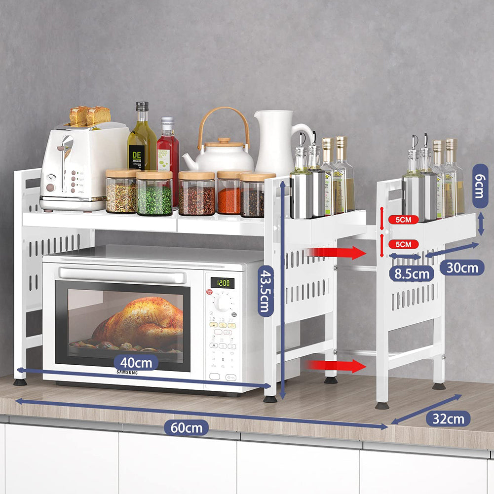 Scaffale Porta Microonde Bianco Allungabile Mensola Cucina Porta Utensili Spezie