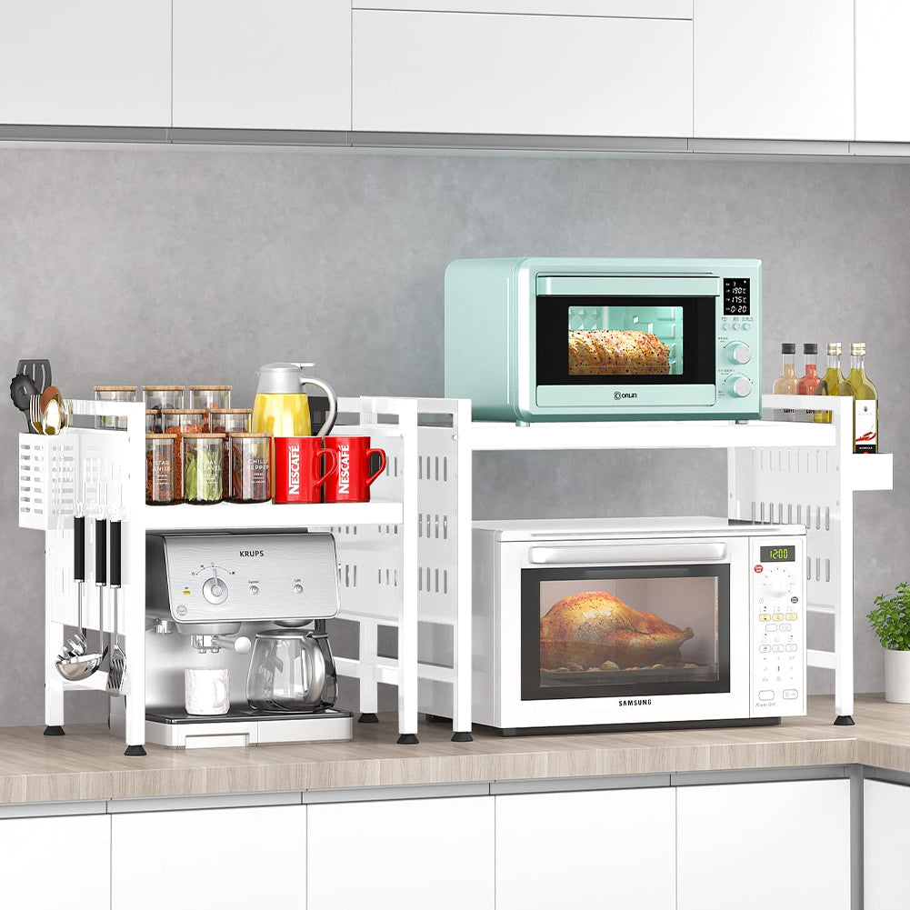 Scaffale Porta Microonde Bianco Allungabile Mensola Cucina Porta Utensili Spezie