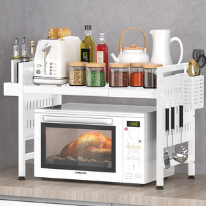 Scaffale Porta Microonde Bianco Allungabile Mensola Cucina Porta Utensili Spezie