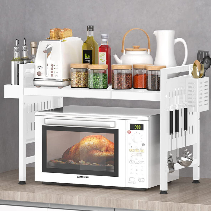 Scaffale Porta Microonde Bianco Allungabile Mensola Cucina Porta Utensili Spezie