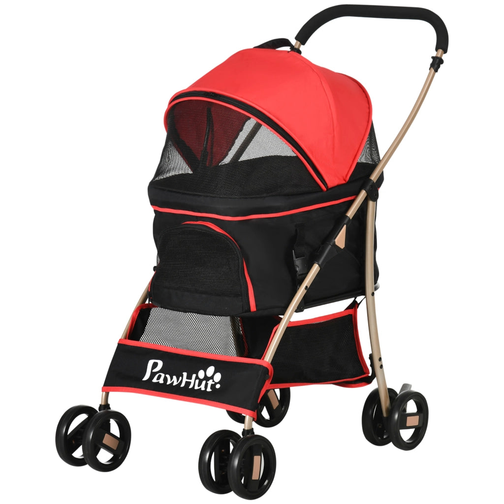Carrello per Cani 2 in 1 Pieghevole ¨C Zephmum ¨C Rosso 82x49.5x98 cm