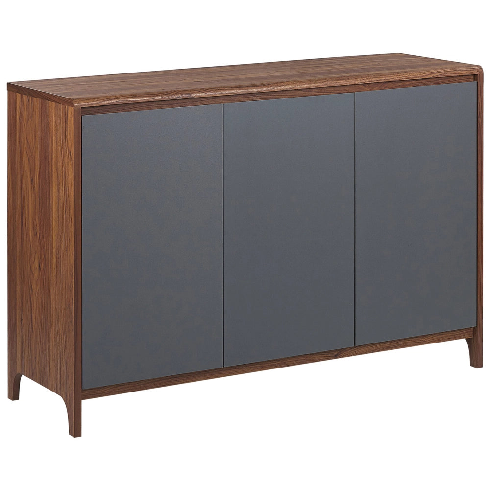 Madia credenza in legno scuro con armadio a 3 ante in derivati del legno grigio retrò moderno