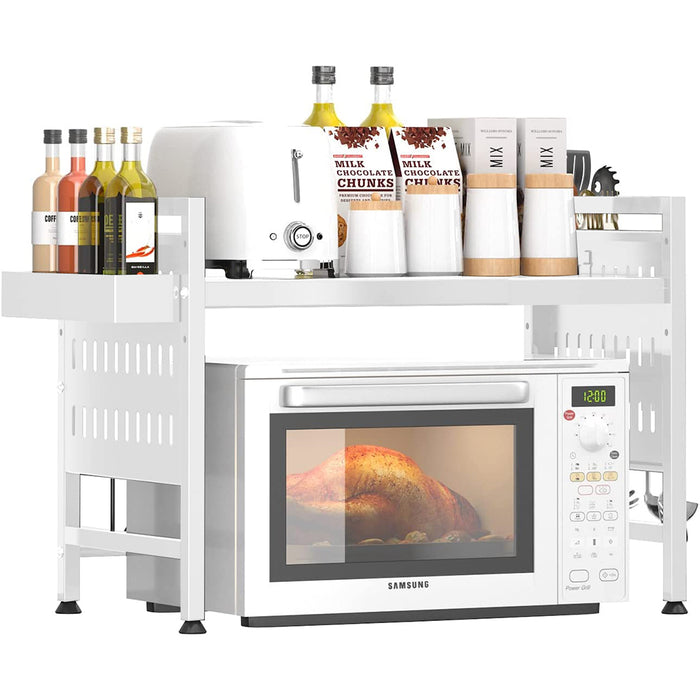 Scaffale Porta Microonde Bianco Allungabile Mensola Cucina Porta Utensili Spezie