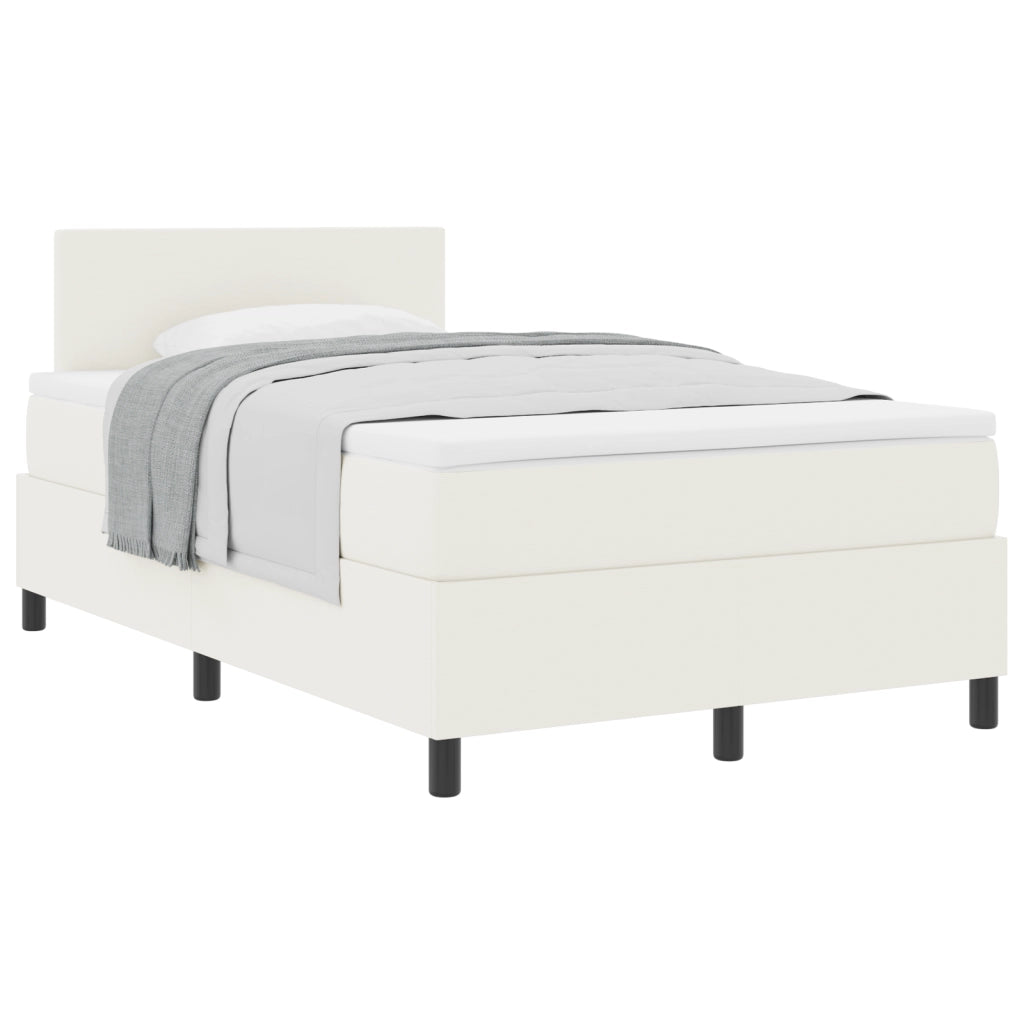 Letto Box Spring con Materasso Crema Piccolo Doppio Tessuto in Corduroy