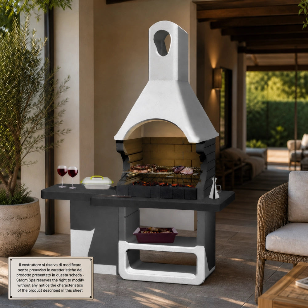 Sarom barbecue ulisse 170 x 64 x 232 cm griglia e ampio tavolo laterale