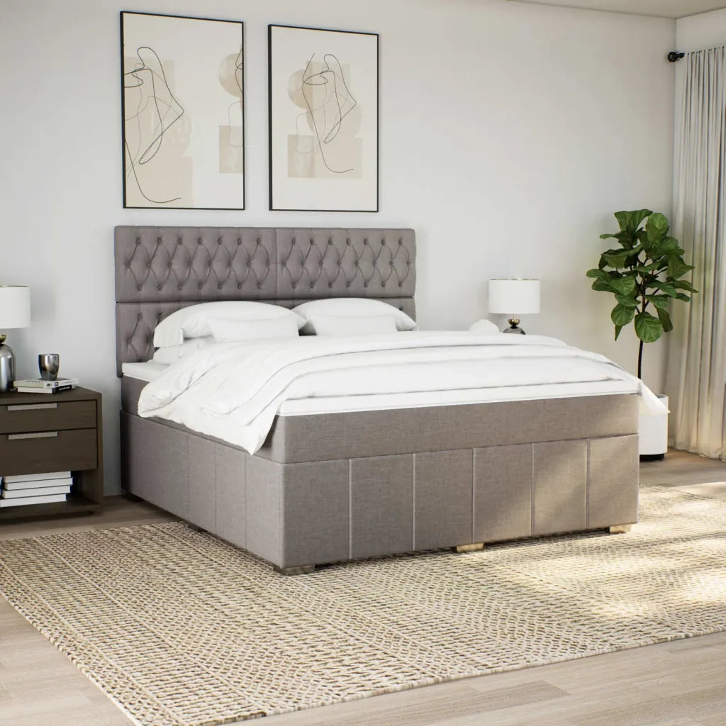 Giroletto a Molle con Materasso Tortora 180x200 cm in Tessuto