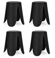Set 4 Sgabelli  Ø37x47 cm in Similpelle Imogen Nero