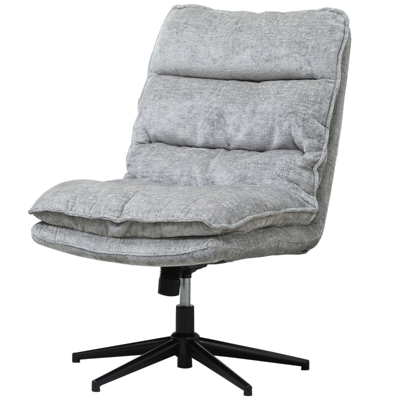 Chaise de bureau girevole senza braccioli con altezza regolabile e funzione oscillante in poliestere grigio