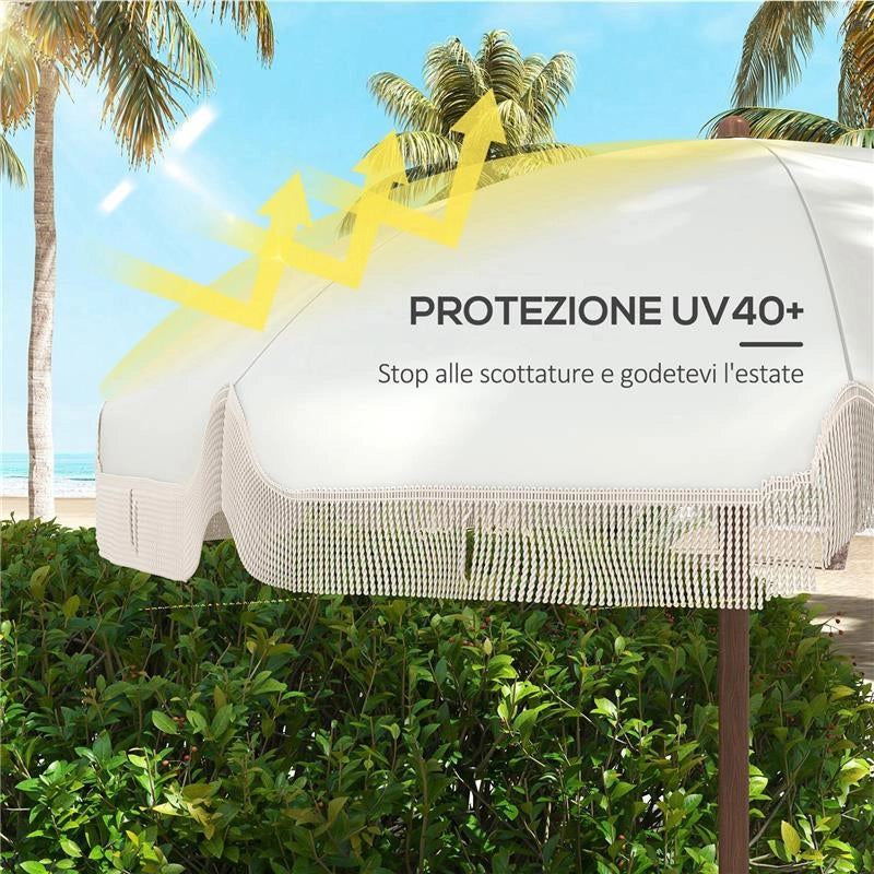 OMBRELLONE DA SPIAGGIA SALVASPAZIO CON PROTEZIONE UV40+ E BORSA DI TRASPORTO, CREMA