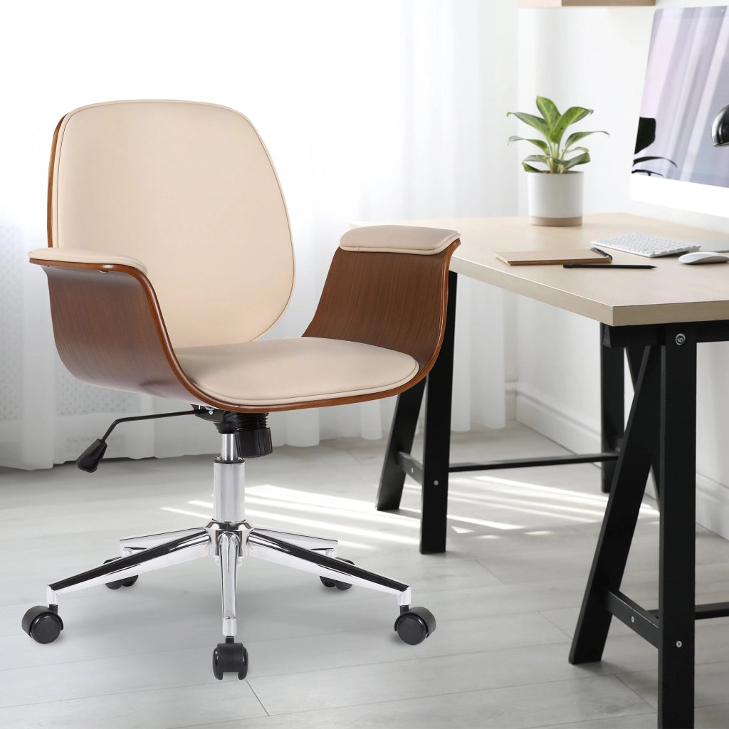 Sedia ufficio Kemberg in similpelle Noce/crema