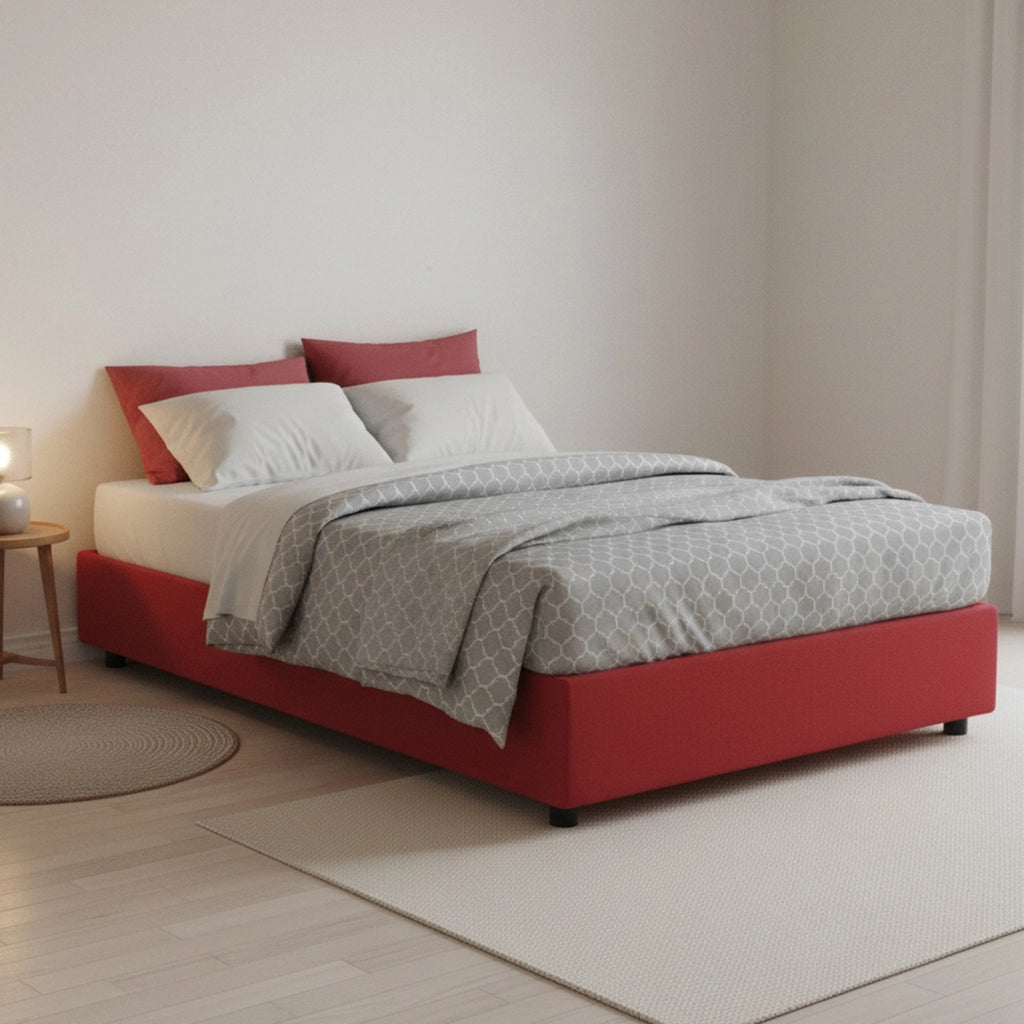 Alvise, Letto Piazza e Mezza Materasso Incluso Made in Italy, Rosso