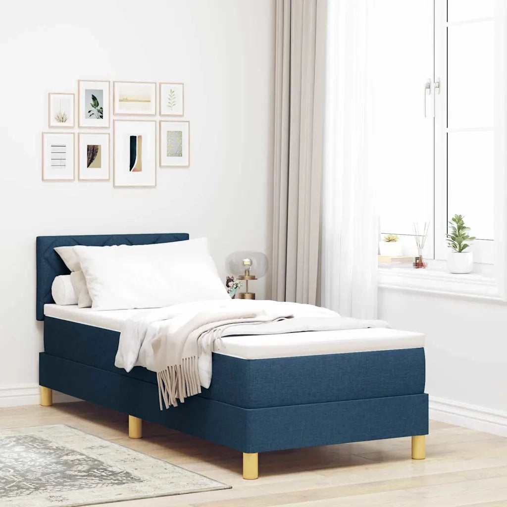 Letto a Sorgente LED con materasso Blu 80 x 200 cm Tessuto