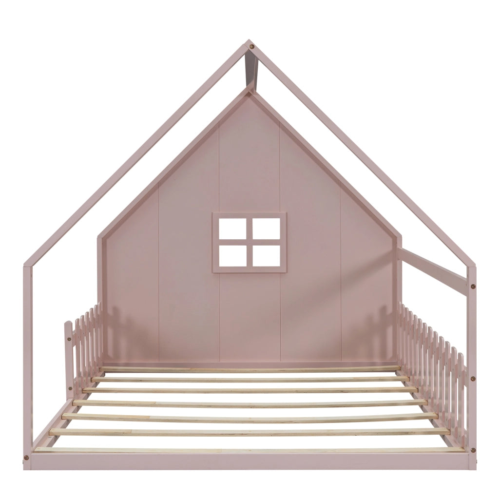 LETTO PER BAMBINI A CASETTA 140x200 cm Legno di pino Rosa