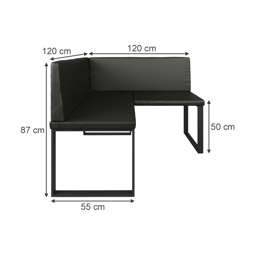 Vicco panca ad angolo Nero 120 x 120 cm