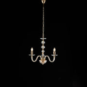 Lampadario oro con vetro e strass 49x43