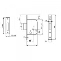 SERRATURA DA INFILARE PER PORTA LEGNO '563' E60 - bordo quadro / 2 mandate  - YALE