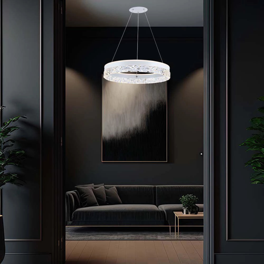 Lampadario LED anello cristallo 3000K bianco V-TAC VT-7581