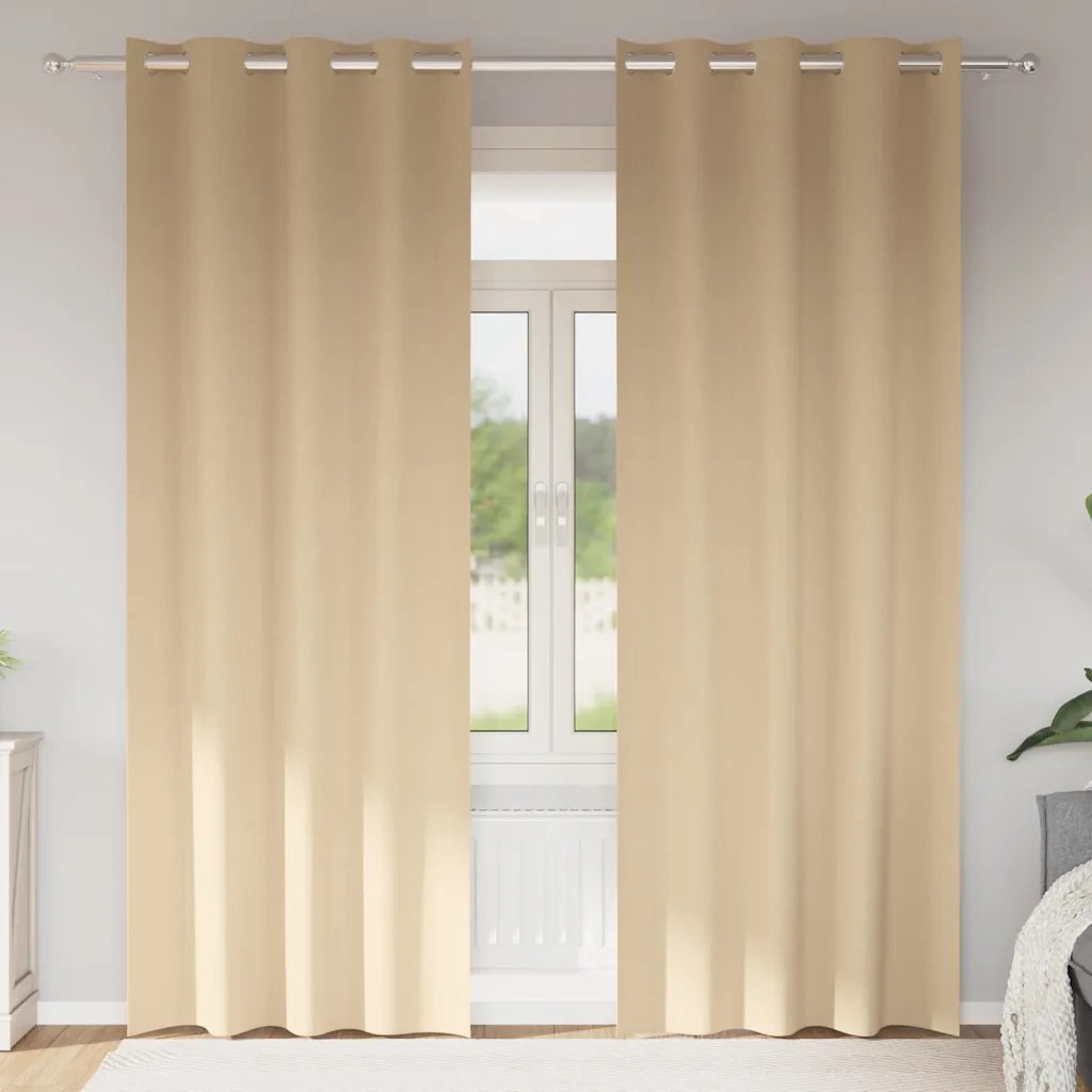 Tende Blackout con Anelli 2 pz Crema 245 x 140 cm Poliestere 4107376