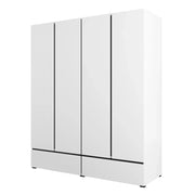 Armadio HAVANA 180 cm – 4 porte e 2 cassetti – Colori bianco e nero – Design moderno e grande capacità