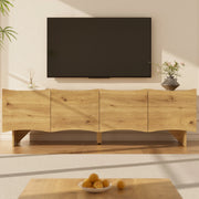 Mobile TV 155x36x47 cm con quattro porte e passacavi in truciolato naturale