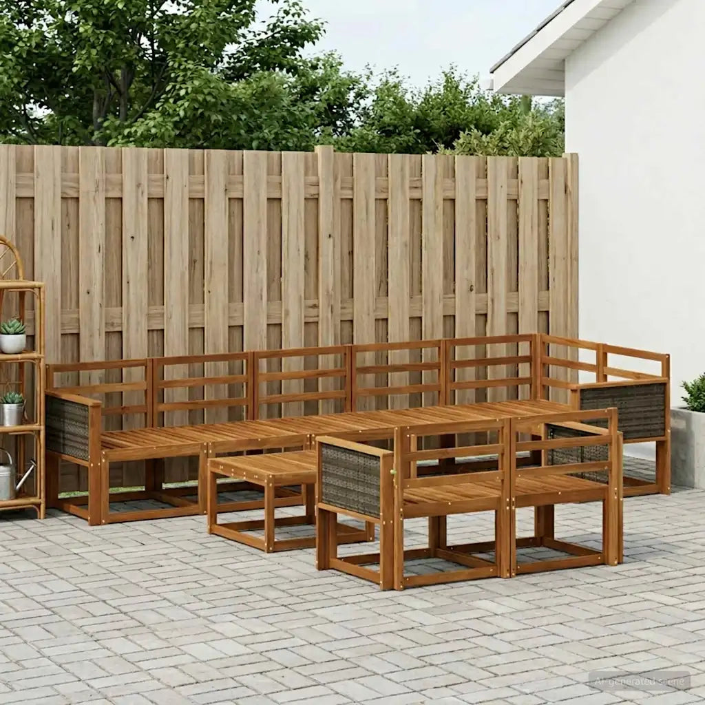 Set di divani da esterno 9 pcs Naturale