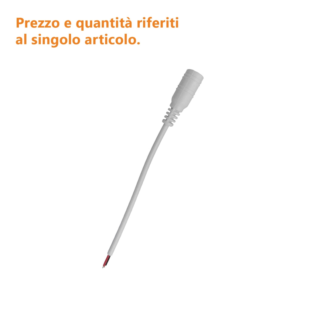 Alcapower Cavo Connettore DC Femmina 5.5x2.1mm con Fili Spelati, Compatibile 12-24V, Ideale per Alimentazione Telecamere e Sistemi LED Professionali