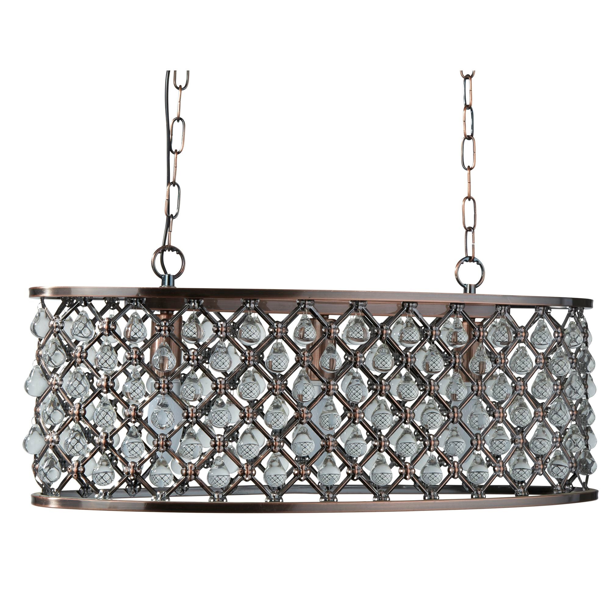 Lampadario Contemporaneo Marchesa Acciaio Rame Vetro 3 Luci E14