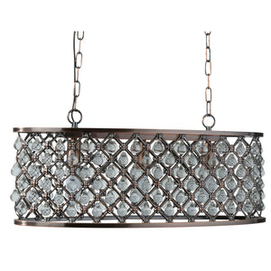 Lampadario Contemporaneo Marchesa Acciaio Rame Vetro 3 Luci E14