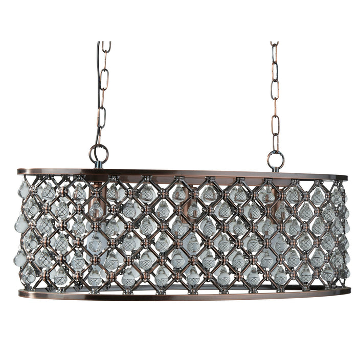 Lampadario Contemporaneo Marchesa Acciaio Rame Vetro 3 Luci E14