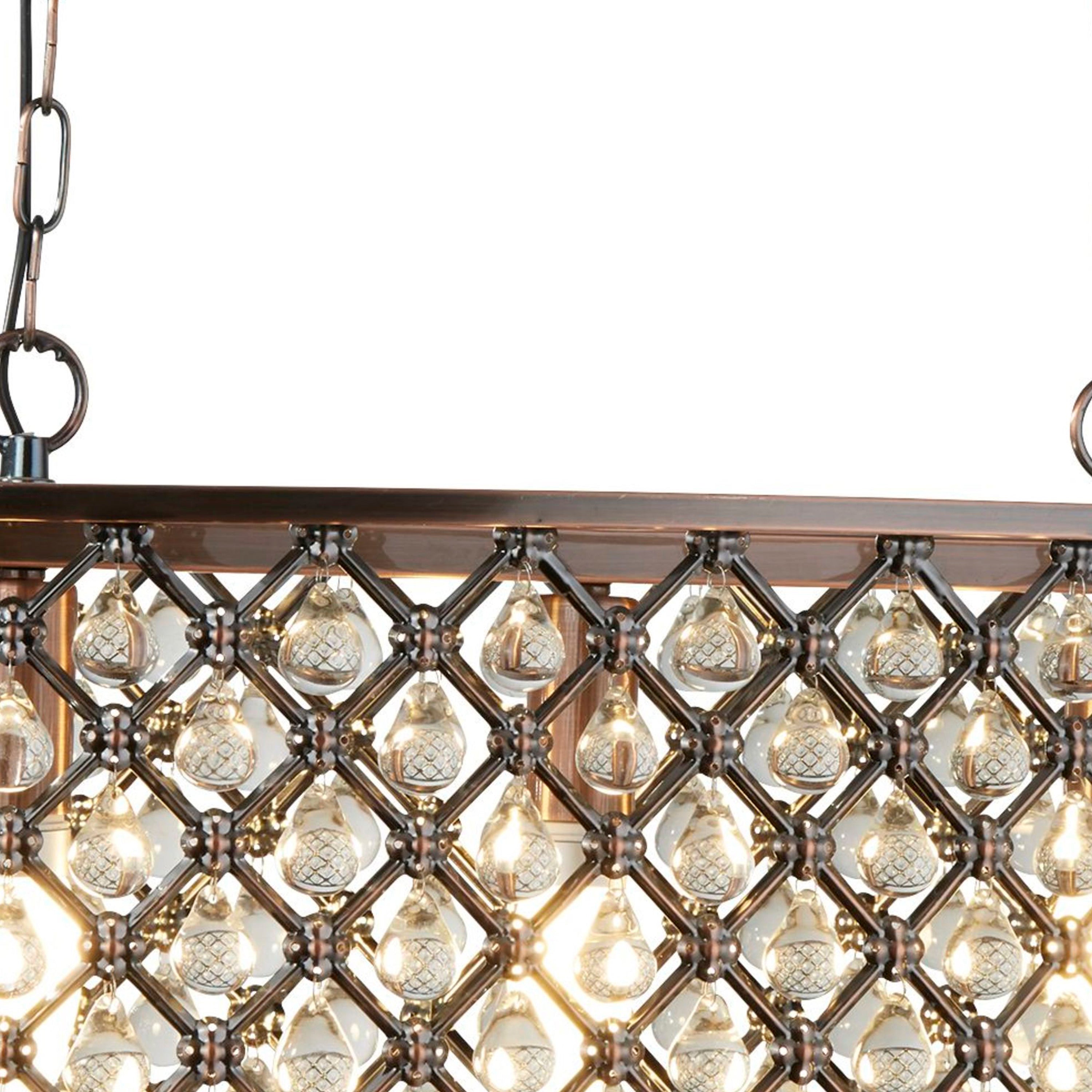 Lampadario Contemporaneo Marchesa Acciaio Rame Vetro 3 Luci E14