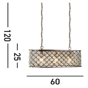 Lampadario Contemporaneo Marchesa Acciaio Rame Vetro 3 Luci E14