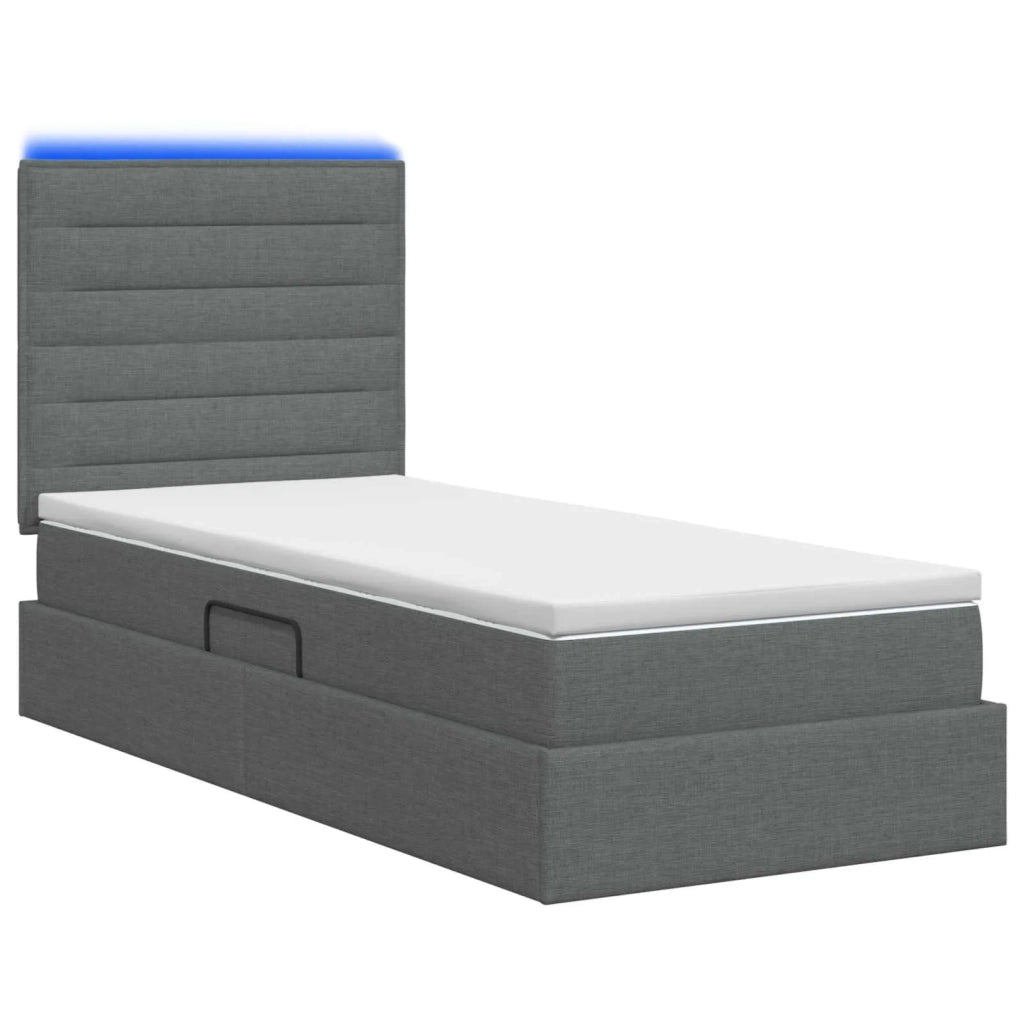 Letto con contenitore LED e materasso Grigio Scuro 90 x 200 cm 3459856