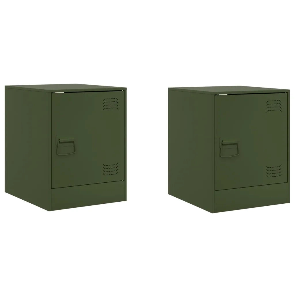 Comodini 2 pz Verde Oliva 34,5x39x44 cm in Acciaio 841616