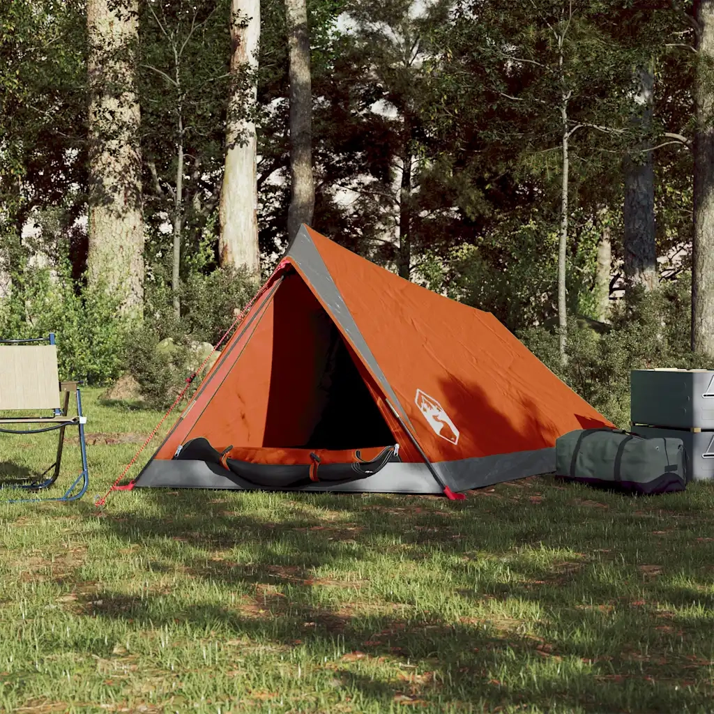 Tenda da Campeggio 2 Persone-Tenda per Escursionismo Grigio e Arancione Impermeabile 886821