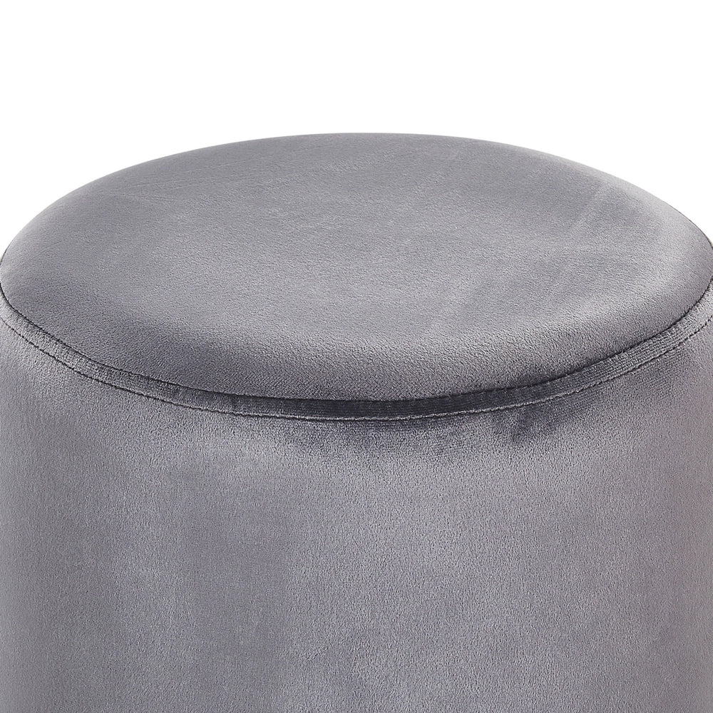 Pouf grigio velluto tappezzeria argento metallizzato fascia stile glamour