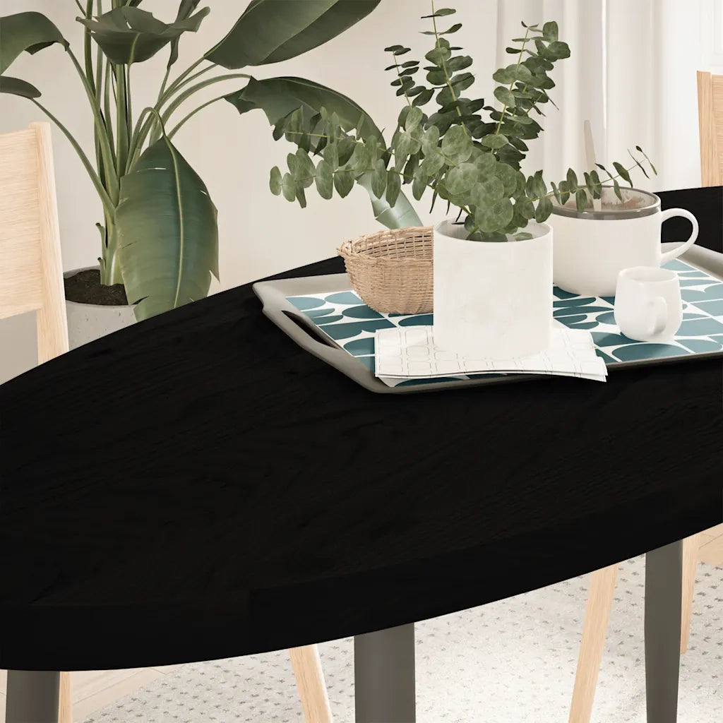 Piano Tavolo Marrone Scuro 140x60x4 cm in Rovere Massello Ovale 4009060