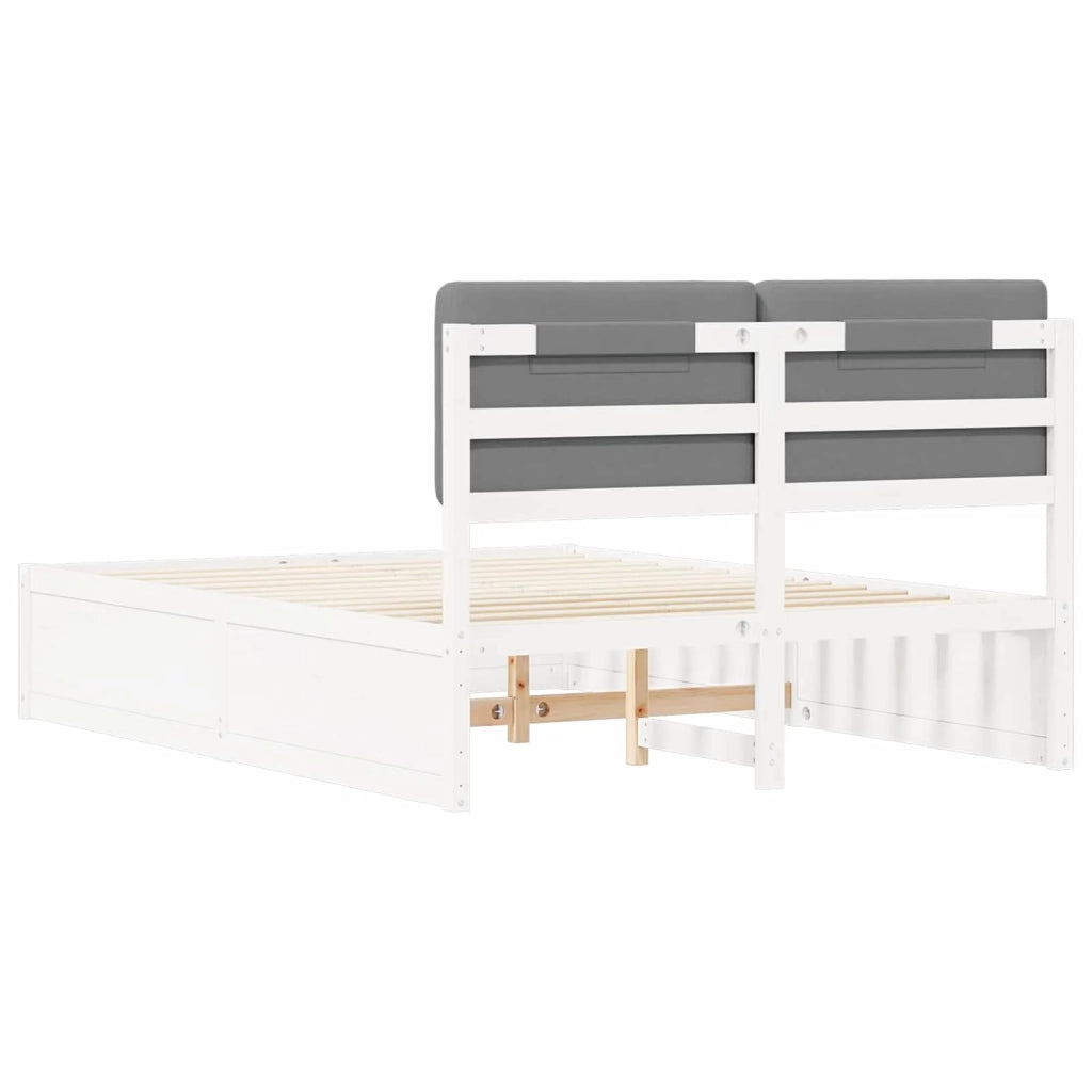 Letto con Testiera Rivestita Grigio chiaro 135 x 190 cm
