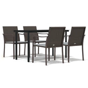 Set Pranzo da Giardino 5pz | Set Salotto da Giardino con Cuscini in Polyrattan e Acciaio