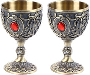 Set di bicchieri da vino in design vintage - 2 pezzi - bicchieri da vino in metallo - sostenibili - lussuosi - ampio utilizzo - bicchiere da vino