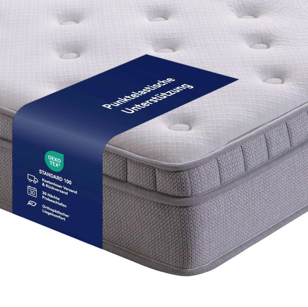 Materasso 140x200 cm H25 a 7 zone con schiuma e molle, bianco antico