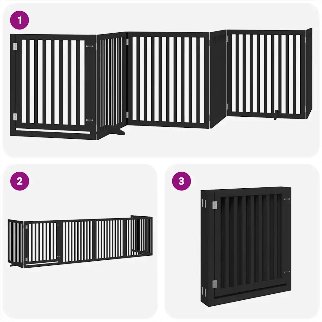 Cancello per Cani Porta Pieghevole Nero 6 Pannelli 480cm Pioppo CFW6143812