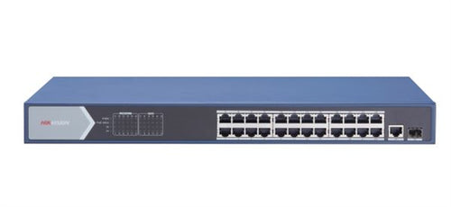 Hikvision switch 24 port gigabit unmanaged poe switch 24 gigabit poe ports, 1 gigabit rj45 uplink po - 301801380